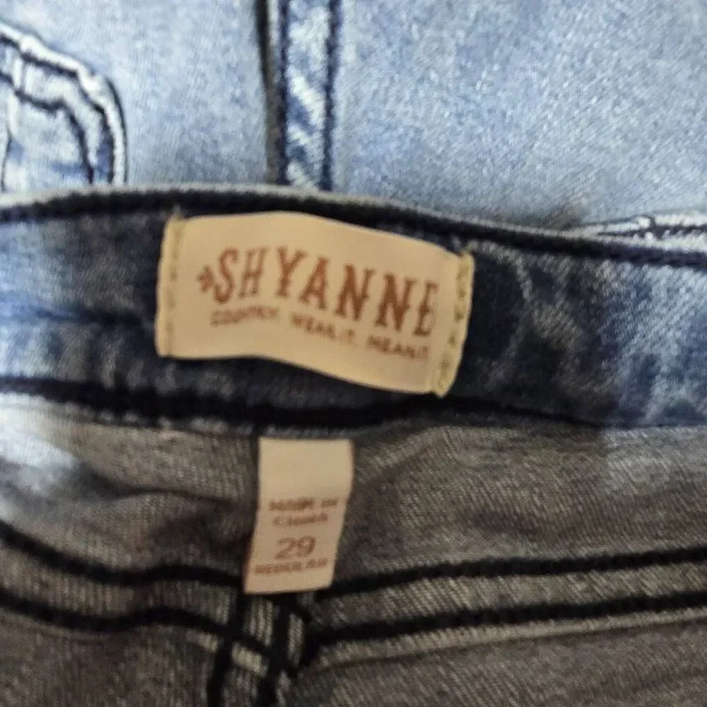 Shyanne Mid Release Hem Side Slit Flare Wide Leg Jeans 29 Western Rodeo Distress - Picture 6 of 7